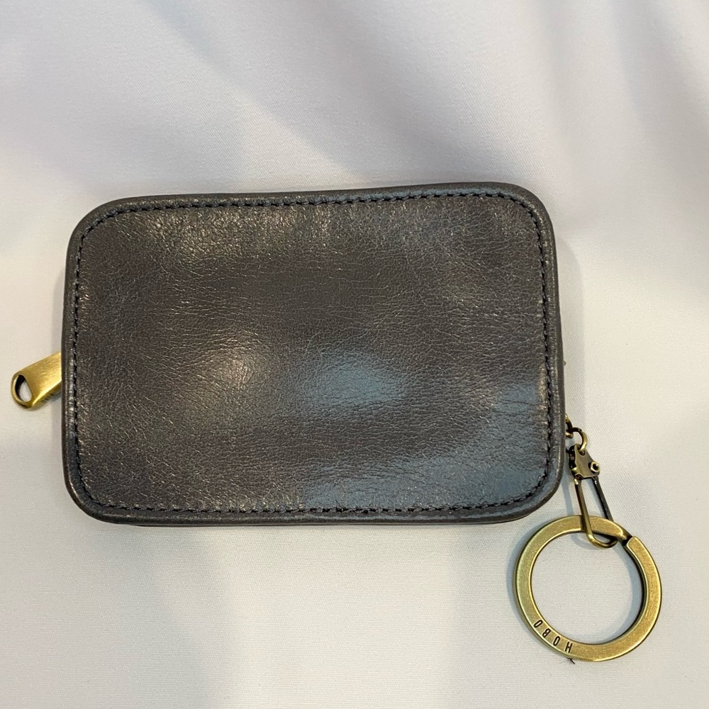 Hobo Gray Leather Keychain Wallet